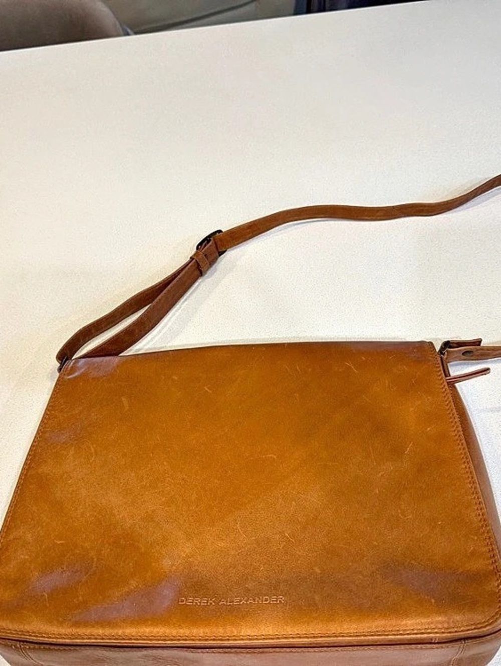 Derek Alexander Flashback Full Flap Messenger Bag Brown